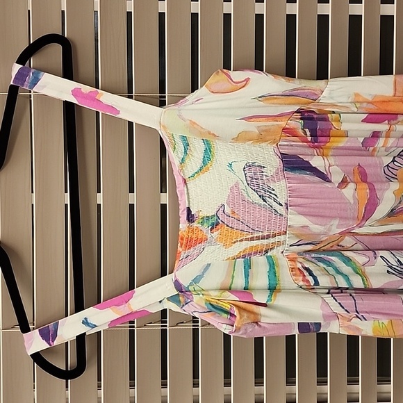 SOMA Trapeze Maxi Bra Dress In Fresh Tropical Blue sz large - Picture 6 of 9